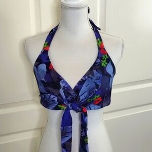 Athleta bathing suit top purple floral size 36 B/C
